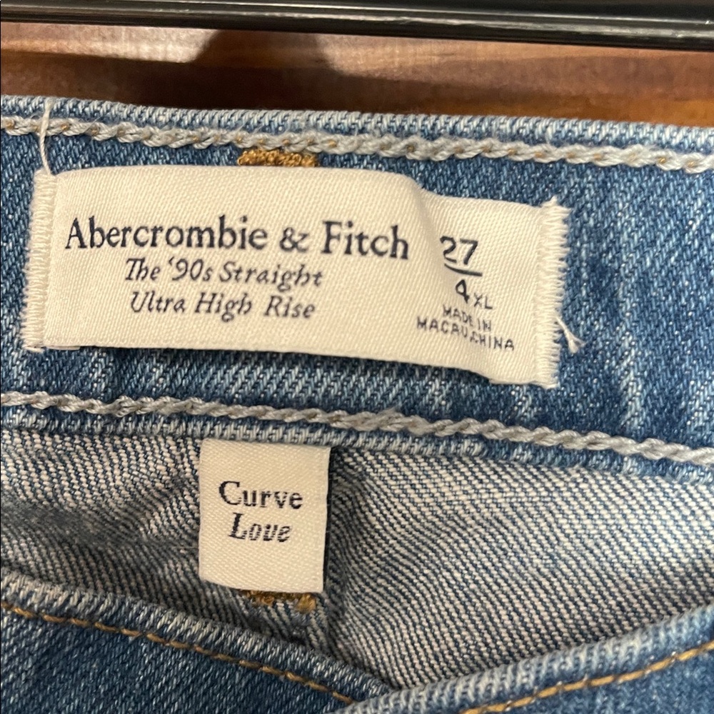 Abercrombie & Fitch 90’s straight Ultra High Rise Blue Jeans Curve Love size 27 - Picture 3 of 6